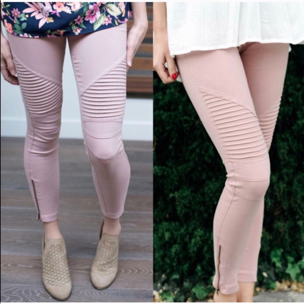 Dusty Rose Moto Biker Pants Plus & Regular Size